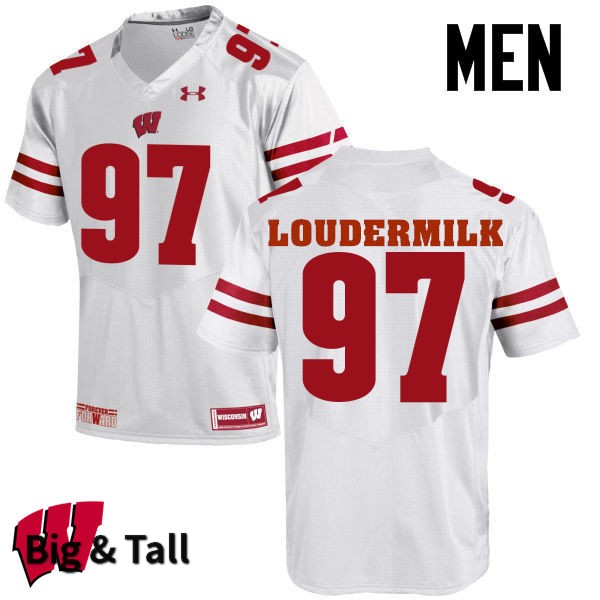Wisconsin Badgers Men's #97 Isaiahh Loudermilk NCAA Under Armour Authentic White Big & Tall College Stitched Football Jersey QY40L78XP